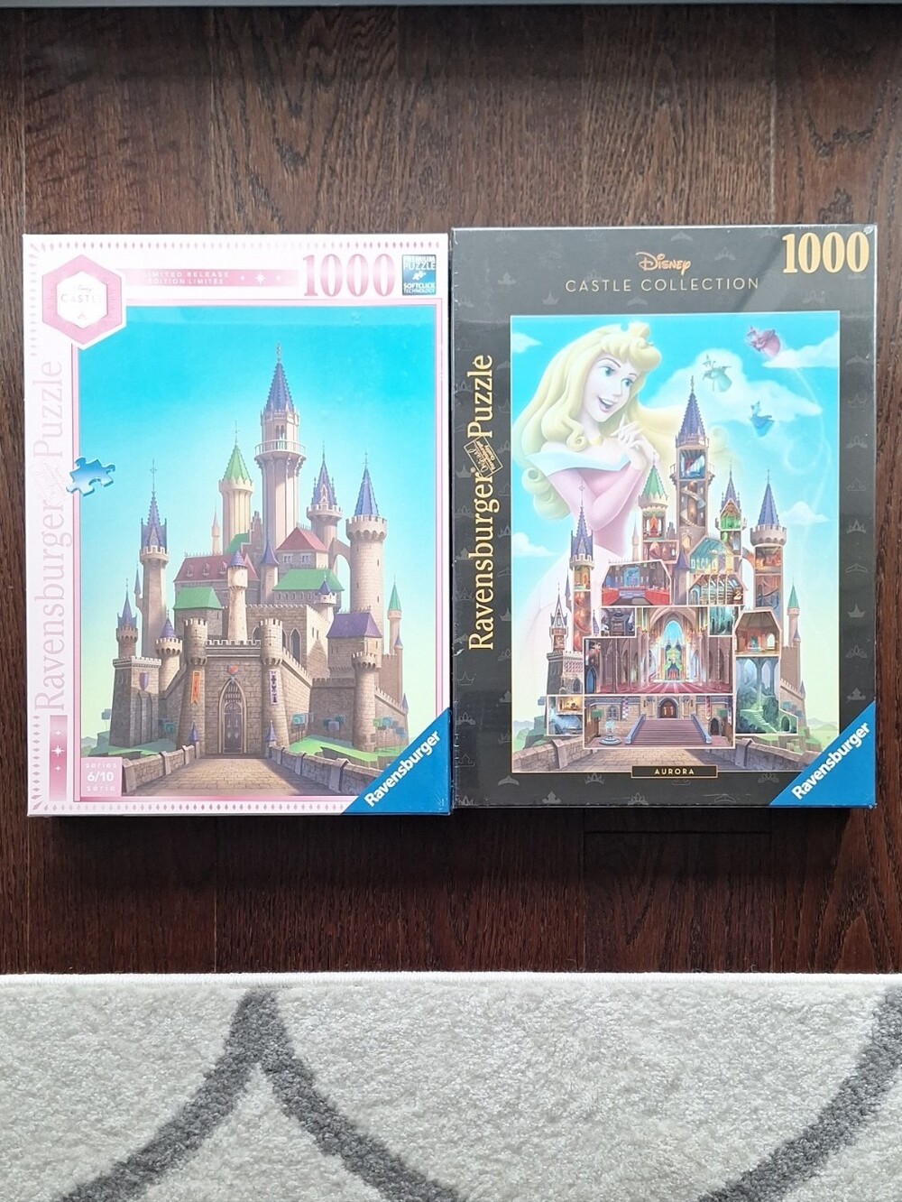 Lot of 2 NEW Ravensburger Disney Aurora Castle 1000-Piece Jigsaw Puzzles NWT